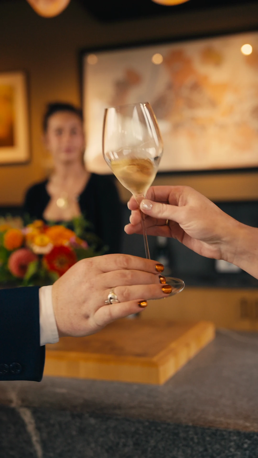 Champagne welcome at the tasting bar — Amex Premium Events Collection, Willamette Valley