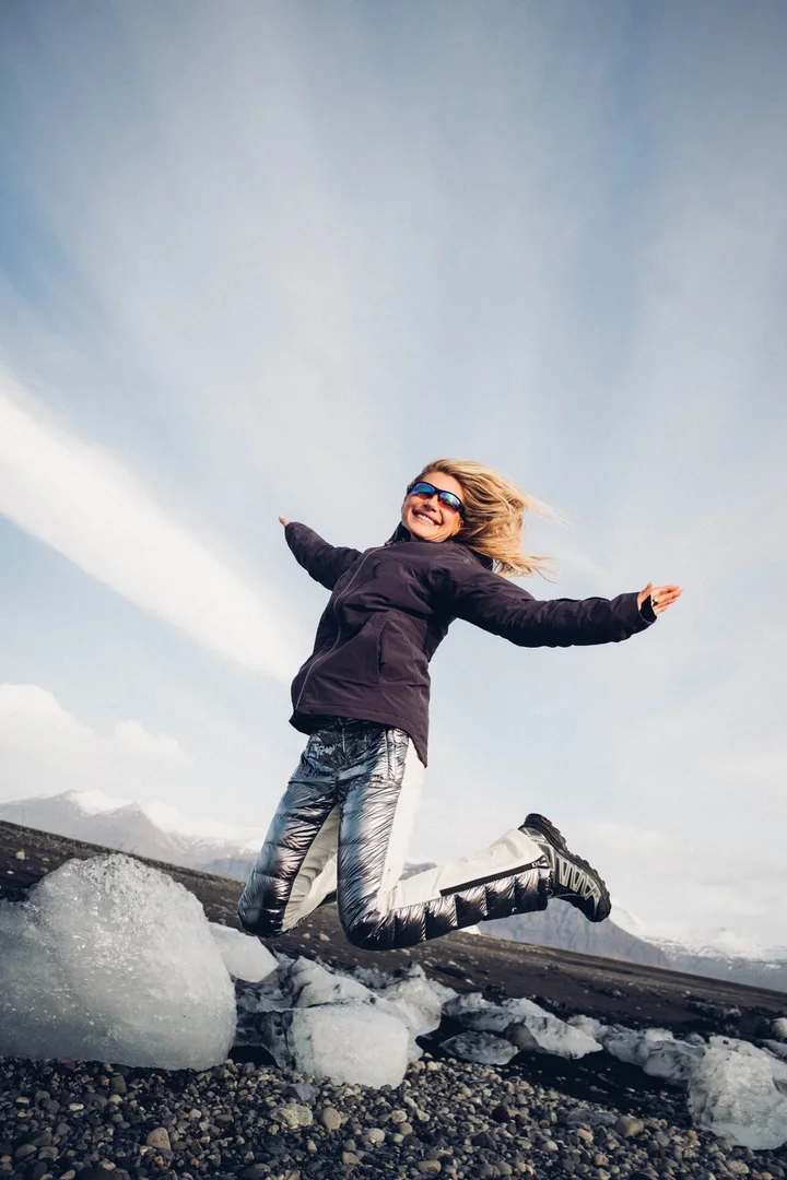 Leap across the ice in Iceland